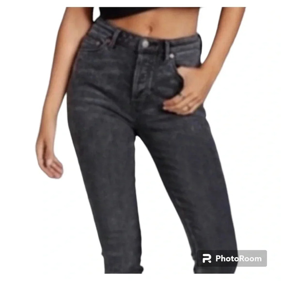 Free People Mid Rise Frayed Hem Jeans Black Zip Fly Size 29 - Picture 1 of 9